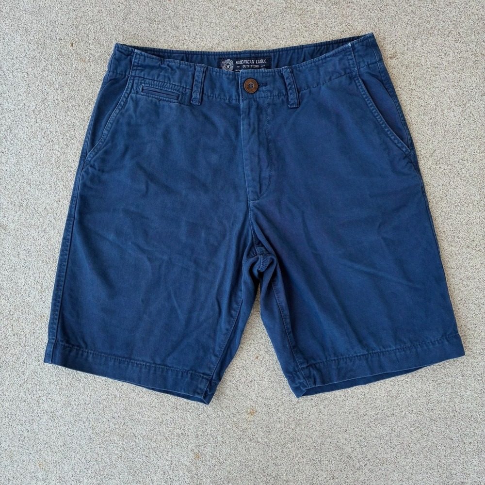 American Eagle Classic Chino Mens 30 Shorts - Navy Blue Cotton Casual Style